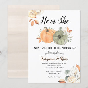 Pumpkin Fall Gender Reveal Party-inbjudan Inbjudningar