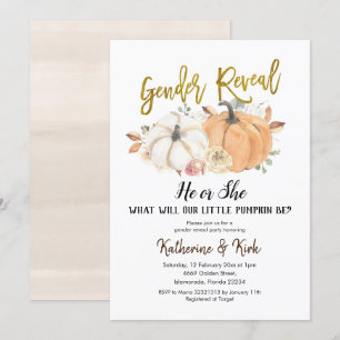 Pumpkin Fall Gender Reveal Party-inbjudan Inbjudningar