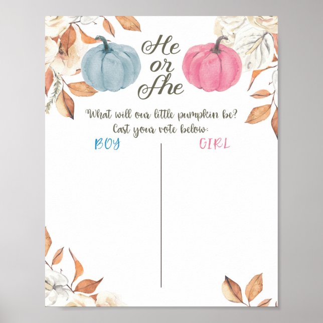 Pumpkin Fall Gender Reveal VoEG Poster (Framsidan)