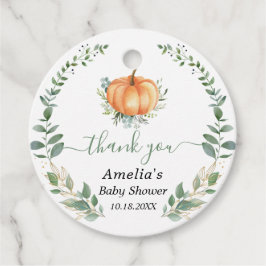 Pumpkin Fall Greenery Guld Foliage Baby Shower Gåvor Etiketter