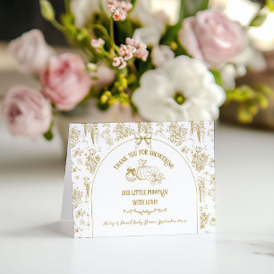 Pumpkin Fall Guld Whimsical Blommigt Baby Shower Tack Kort