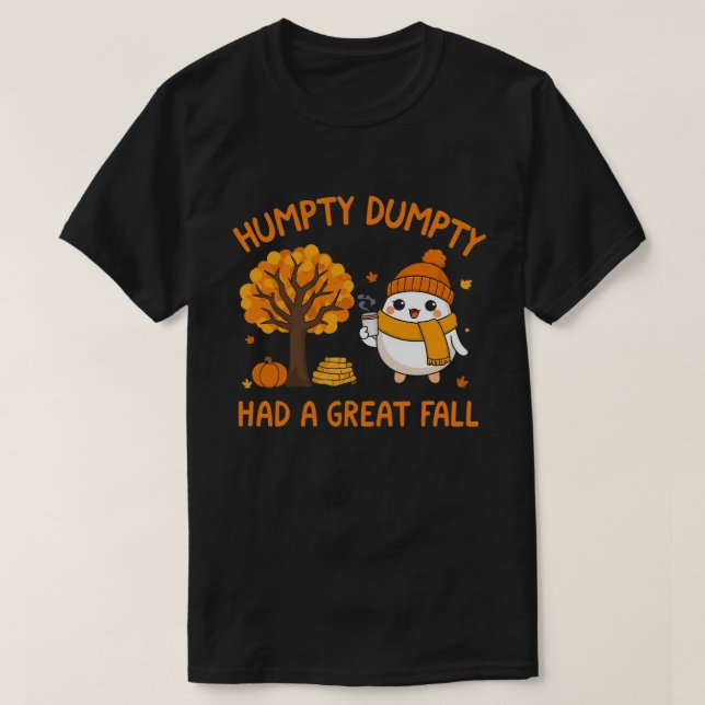 Pumpkin Fall Höger Illustratio för Cute Egg-tecken T Shirt (Design framsida)