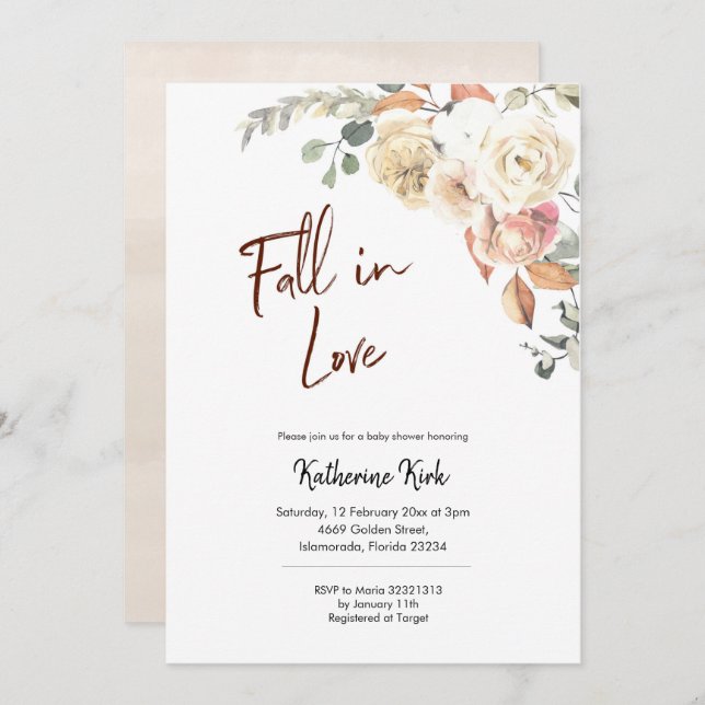 Pumpkin Fall in Kärlek Baby Shower-inbjudan Inbjudningar (Fram/baksida)