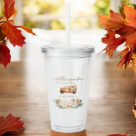 Pumpkin Fall Lastbil Orange Neutralt Baby Shower Take Away Mugg