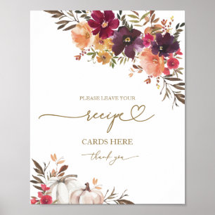 Pumpkin Fall Möhippa Recept Card-tecken Poster