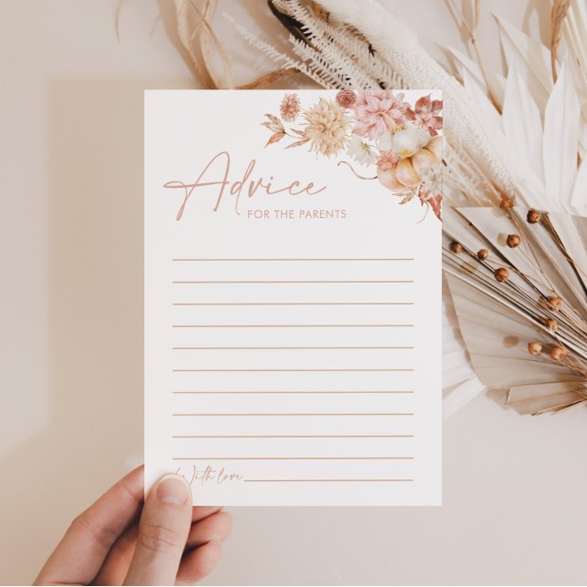 Pumpkin Fall Rosa Blommigt Baby Shower Adapter Inbjudningar (Advice for Parents Baby Shower Game | Pumpkin Fall Baby Shower)