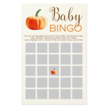 Pumpkin Fall Rustic Baby BINGO Baby Shower Game