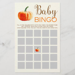 Pumpkin Fall Rustic Baby BINGO Baby Shower Game Flygblad