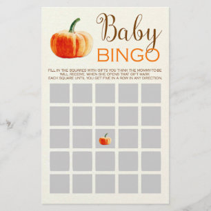 Pumpkin Fall Rustic Baby BINGO Baby Shower Game Flygblad