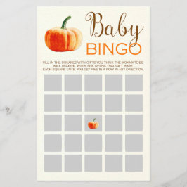 Pumpkin Fall Rustic Baby BINGO Baby Shower Game Flygblad