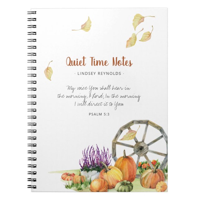 Pumpkin Fall Rustic Monogram Quiet Time-anteckning Anteckningsbok (Framsidan)