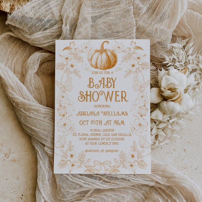 Pumpkin Fall Toile De Jouy Baby Shower Inbjudningar (Skapare uppladdad)