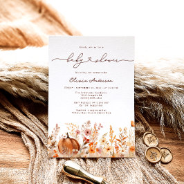 Pumpkin Fall Wildblommor Meadow Baby Shower Inbjudningar