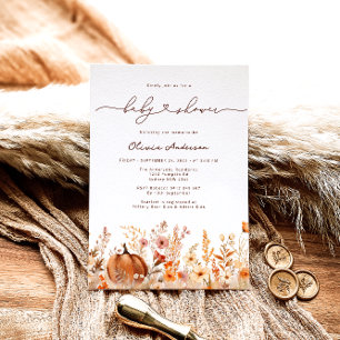 Pumpkin Fall Wildblommor Meadow Baby Shower Inbjudningar
