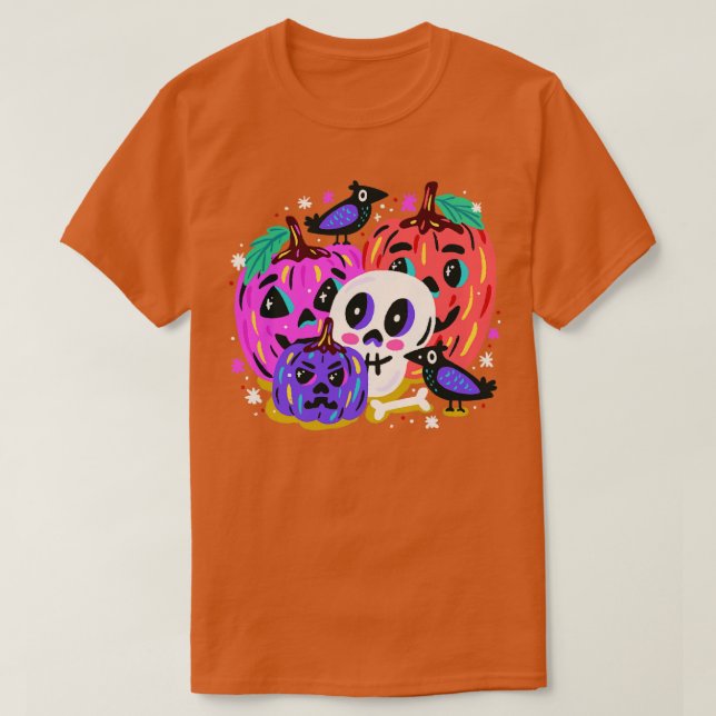 Pumpkin-färdighet Bird halloween T Shirt (Design framsida)