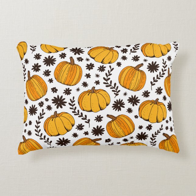 Pumpkin färg, sömlös mönster, hand plockade squash prydnadskudde (Framsidan)