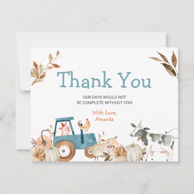 Pumpkin Farm Animal Tractor Baby Shower Tack (Framsida)