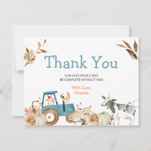 Pumpkin Farm Animal Tractor Baby Shower Tack Kort