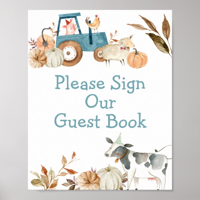 Pumpkin Farm Animal Tractor Skriv under gäst Poster (Framsidan)