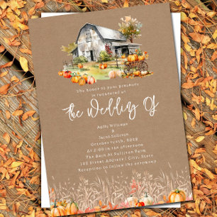 Pumpkin Farm Barn Bröllop Cardstock-inbjudan Inbjudningar