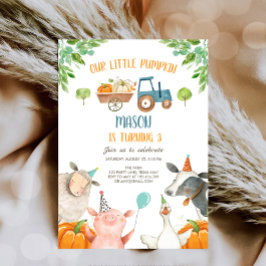 Pumpkin Farm Barnyard Fall Boy Party Birthday Invi Inbjudningar