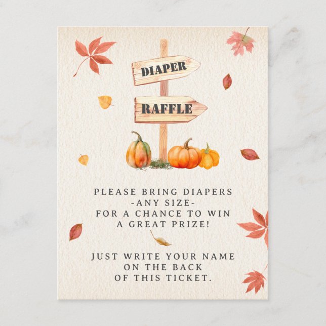 Pumpkin Farm Diaper Raffle Fall Baby Shower Tilläggskort (Framsida)