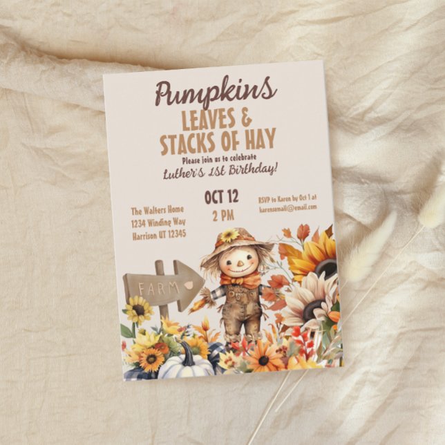 Pumpkin Farm Fall Sunblomma Birthday Inbjudningar (Skapare uppladdad)