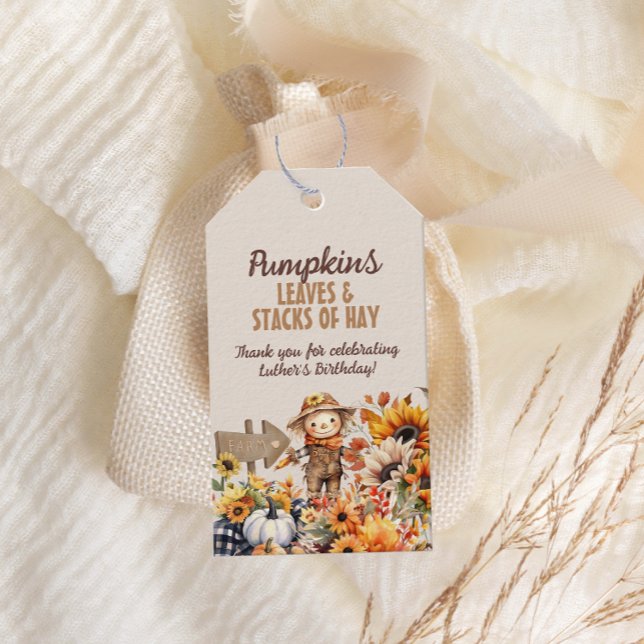 Pumpkin Farm Fall Sunblomma Birthday Presentetikett (Skapare uppladdad)
