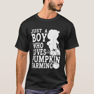 Pumpkin Farmer Bara en pojke som Kärlek Pumpkin Fa T Shirt