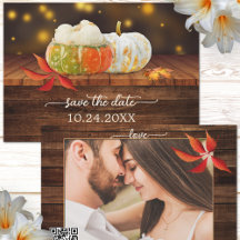 Pumpkin Festive Fall QR Photo Save Date Card