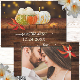Pumpkin Festive Fall QR Photo Save Date Card Spara Datumet