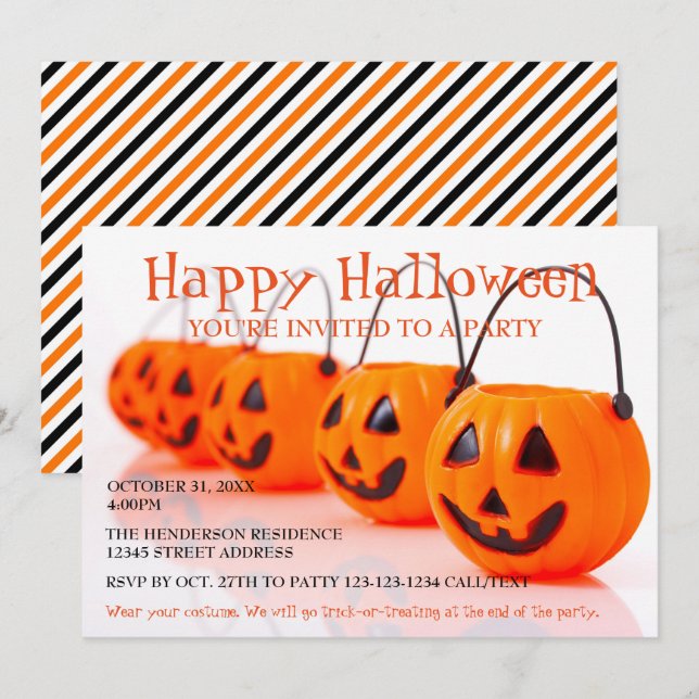 Pumpkin-fickor - inbjudan till Halloween fest (Fram/baksida)