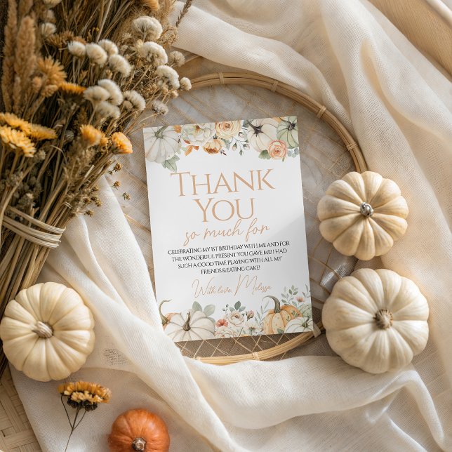 Pumpkin First Birday - tackkort Inbjudningar (Skapare uppladdad)