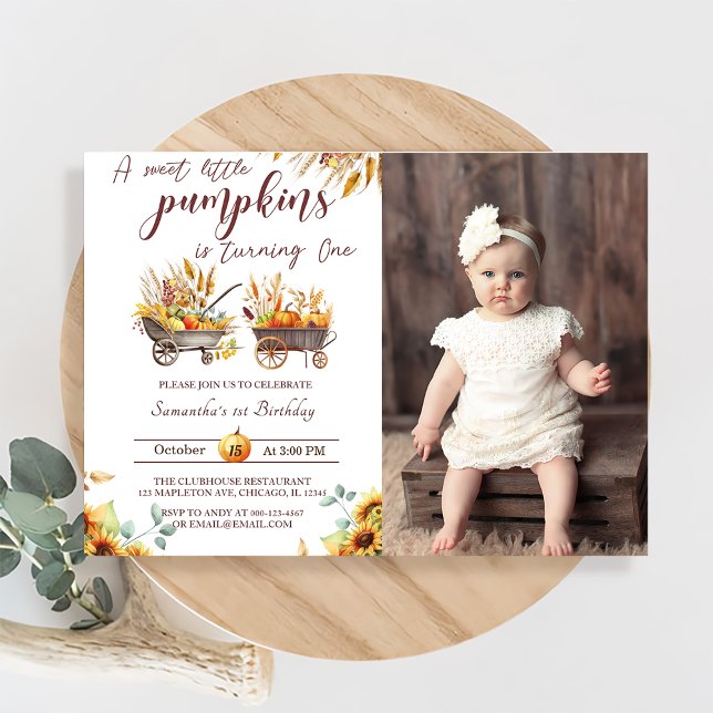 Pumpkin First Birthday A Sweet Little Pumpkin Inbjudningar (Skapare uppladdad)