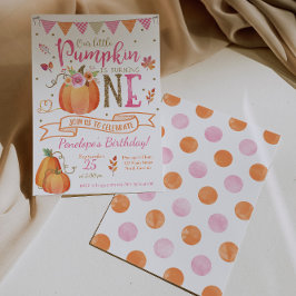Pumpkin First Birthday bjudande, höstfall Inbjudningar