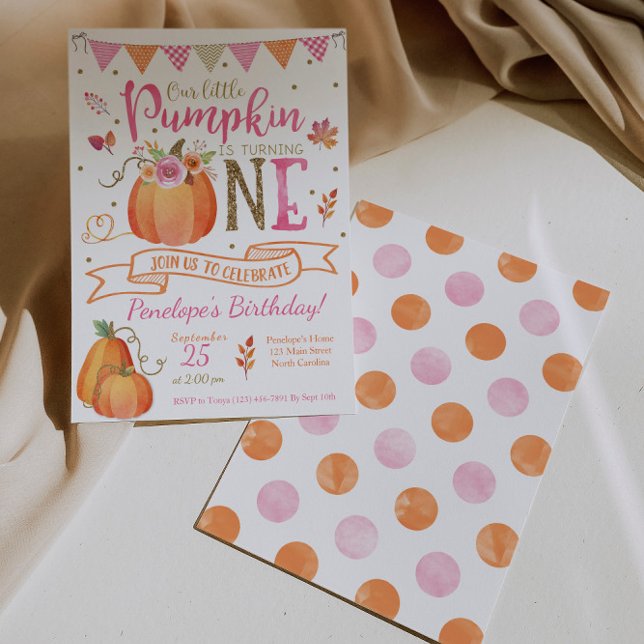 Pumpkin First Birthday bjudande, höstfall Inbjudningar (Skapare uppladdad)
