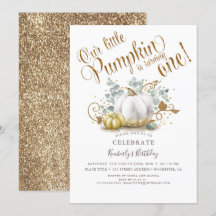 Pumpkin First Birthday-inbjudan hösten Guld