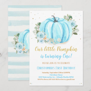Pumpkin First Birthday Inbjudningar