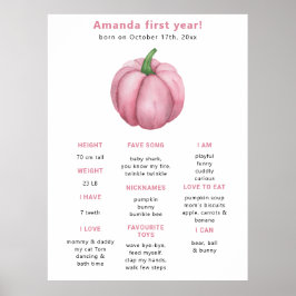 Pumpkin First Birthday Milestone Birthday Poster
