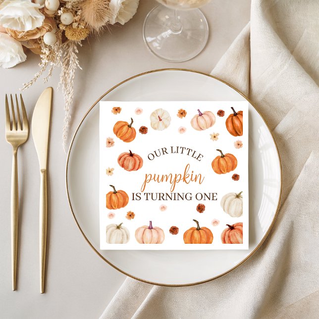 Pumpkin First Birthday Napkin Pappersservett (Skapare uppladdad)