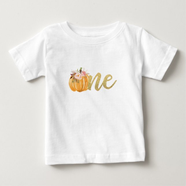 Pumpkin First Birthday ONE Shirt - Blommigt T (Framsida)