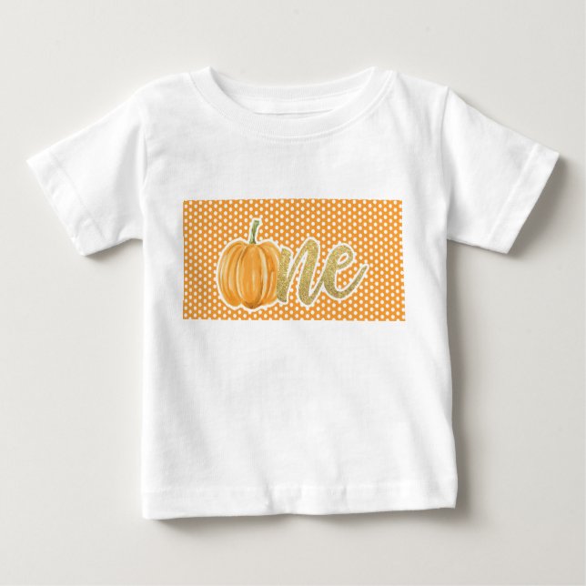 Pumpkin First Birthday ONE Shirt - Orange Dots T (Framsida)