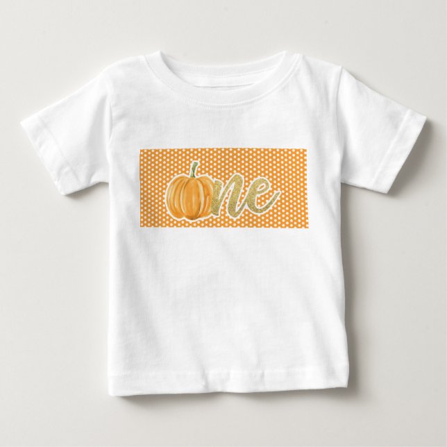 Pumpkin First Birthday ONE Shirt - Orange Dots T Shirt (Framsida)