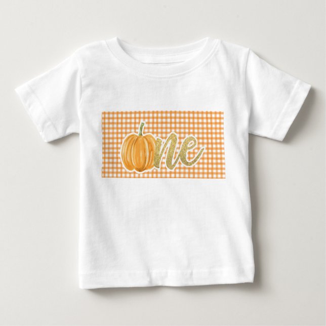 Pumpkin First Birthday ONE Shirt - Orange Pached T (Framsida)