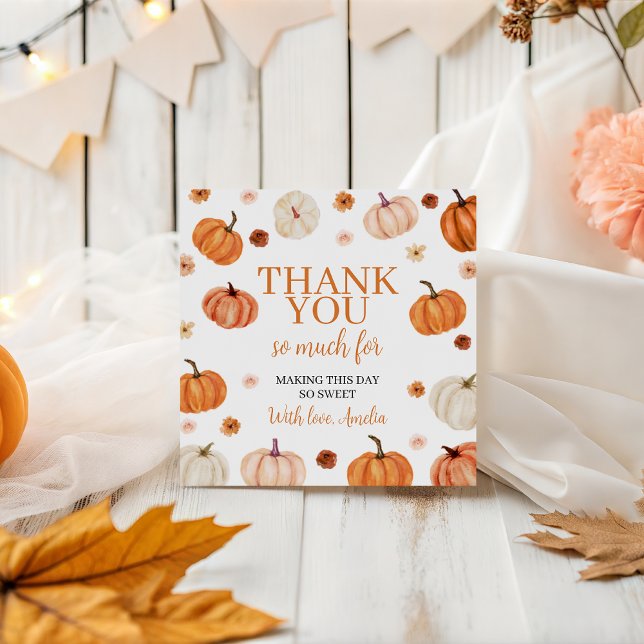 Pumpkin First Birthday Tack Märkre Gåvor Etiketter (Skapare uppladdad)