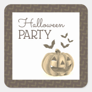 Pumpkin & Fladdermöss, Halloween fest Fyrkantigt Klistermärke