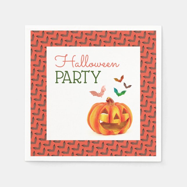 Pumpkin & Fladdermöss, Halloween fest Pappersservett (Framsidan)