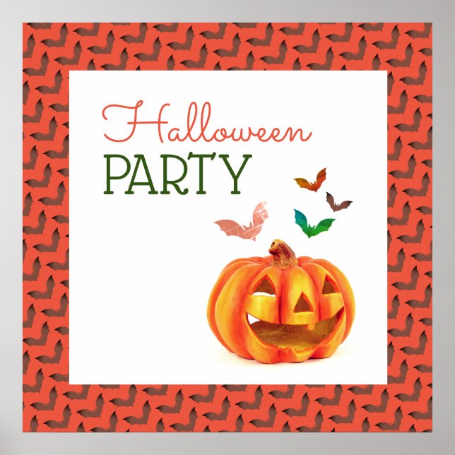 Pumpkin & Fladdermöss, Halloween Välkommen Poster (Framsidan)