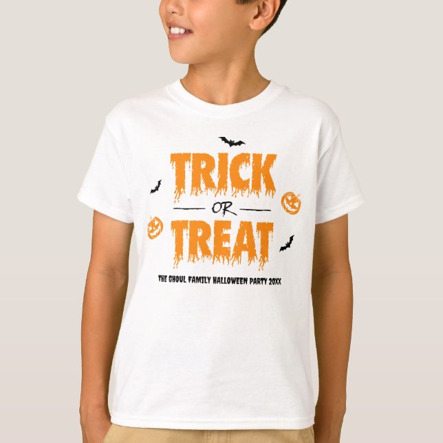 Pumpkin Fladdermus Bus eller godis Light Theme Kid T Shirt (Framsida)