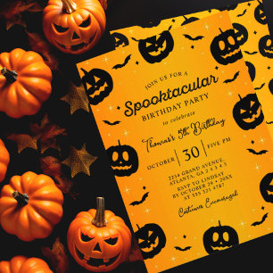 Pumpkin Fladdermus Halloween Spooktacular Födelsed Inbjudningar